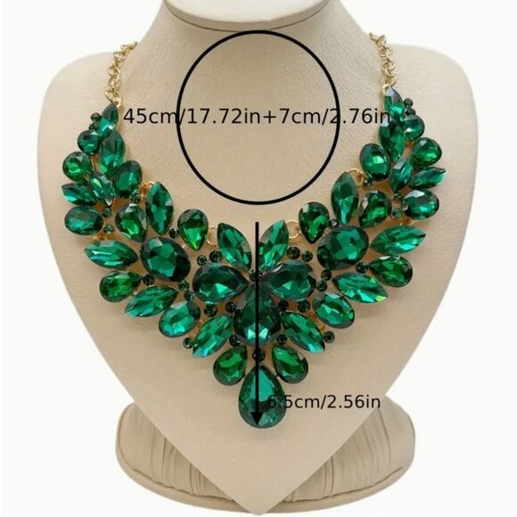 Necklace Watermelon Iridescent Pink Orange Yellow Glass Rhinestone - Picture 2 of 2